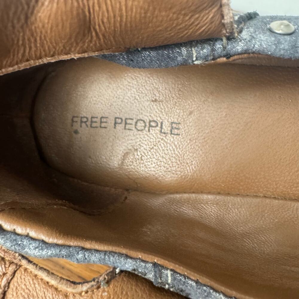 Free People Gray Distressed Studded Mary Jane Flats - Picture 9 of 9